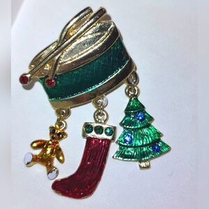 Snare Drum Vintage Christmas Stocking & Tree Brooch
